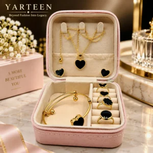 Midnight Heart Black Gold Jewelry Gift Set