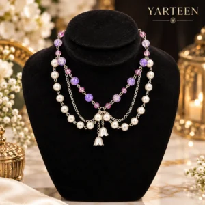 Lavender Pearl Crystal Layered Necklace
